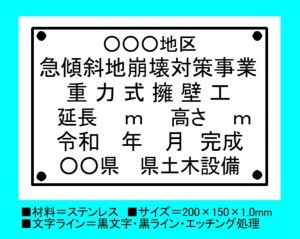 工事施工表示用ステンレスエッチング銘板